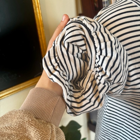 Striped Peplum Sleeve T-Shirt - Picture 3 of 6